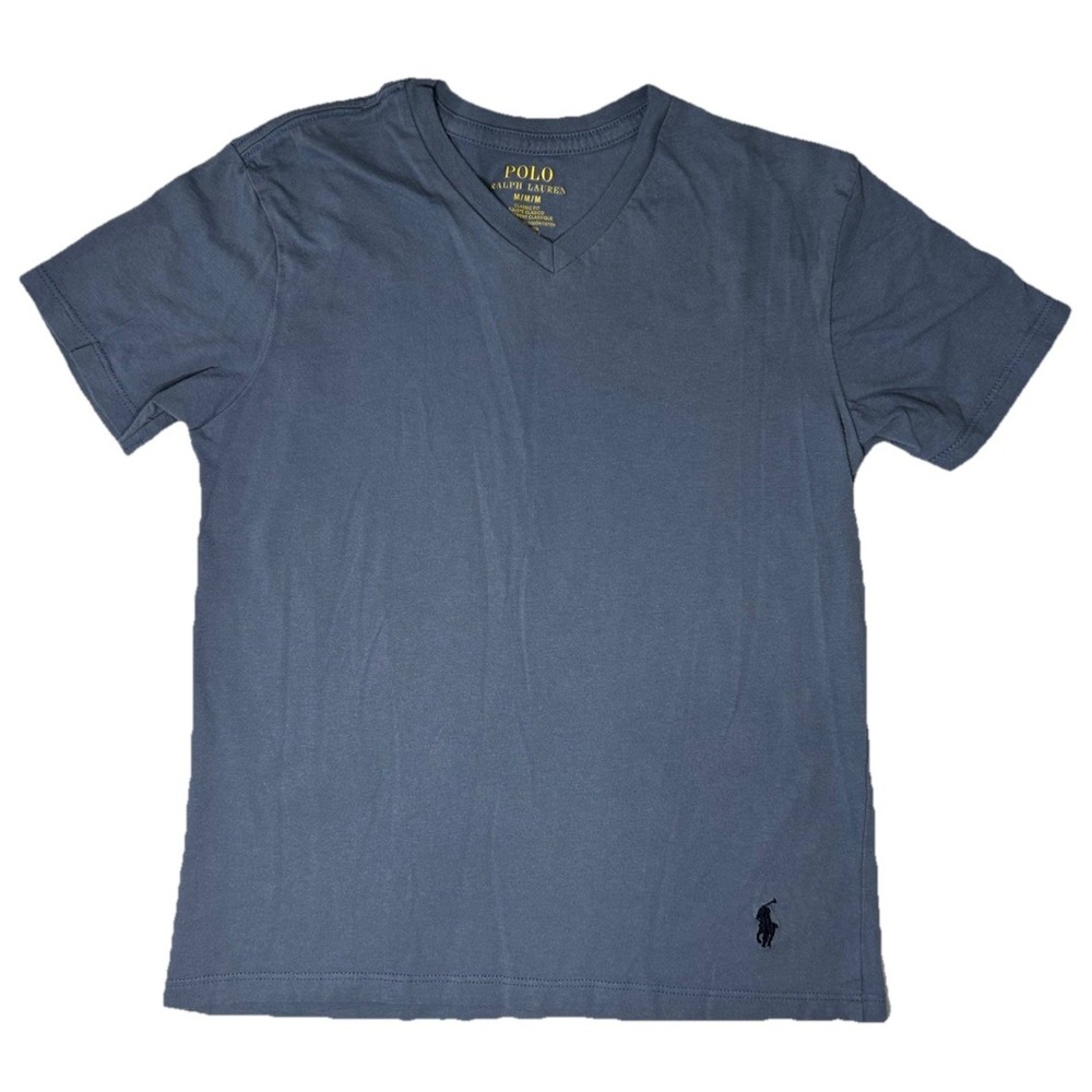 Ralph Lauren Pony Short Sleeve V-Neck T-Shirt Blue Gray Toddler Size Medium